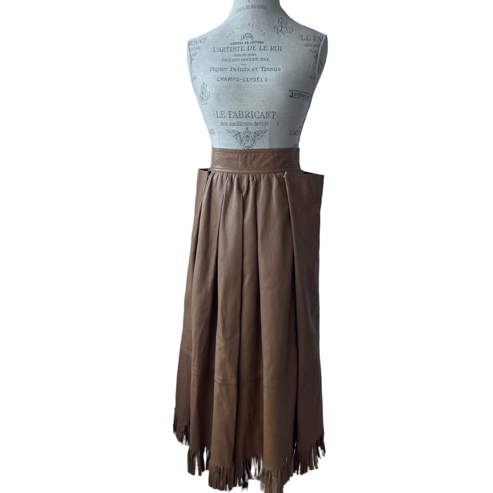 Vintage Gucci 100% leather fringe skirt
